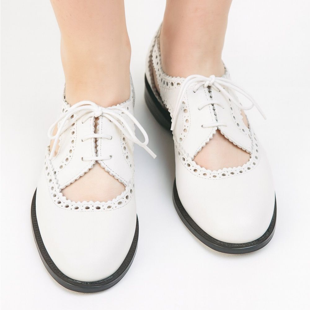 DIOR Teddy-D Derby Off White Cut-Out Accent Calf-Skin Oxfords Size EU37 D